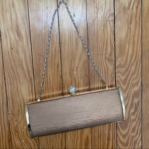 Fabric Dressy Clutch Evening Bag With Chain Straps